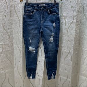 Wax Jean Butt I Love You Skinny Jeans Women Size 7 DarkWash Excellent Distressed